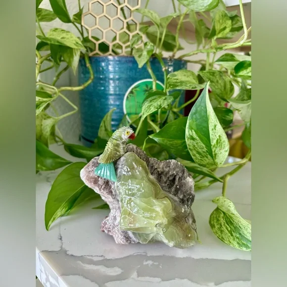 Parrot carving on Green Calcite - Picture 3 of 7